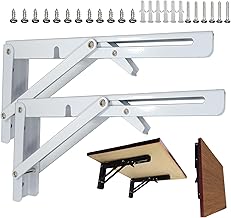 折りたたみブラケット棚受け金具 - L字型、耐荷重150kg、壁掛け、2本セット、ネジ付き (ブラック、30cm) (15cm White)
