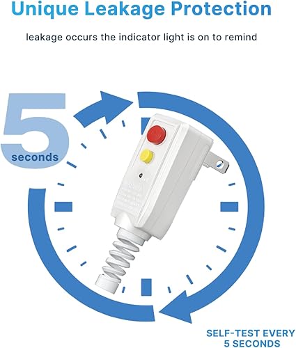 Miniatura 4 de VINTAR - Regleta de alimentación GFCI de 2 clavijas, adaptador de enchufe GFCI de 2 clavijas a 3 clavijas, cable de extensión de 6 pies con 6