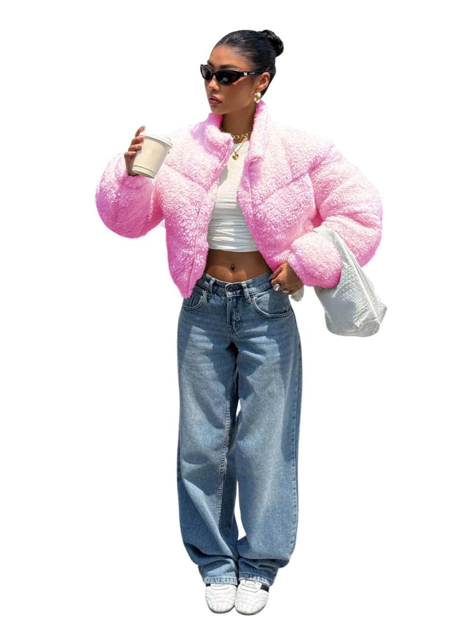 kotty Women’s Regular Fit Sherpa Crop Winter Jacket – Soft Warm Fleece Fabric with Full Sleeves & Stylish Short Length for Cozy Urban Comfort-picture-39