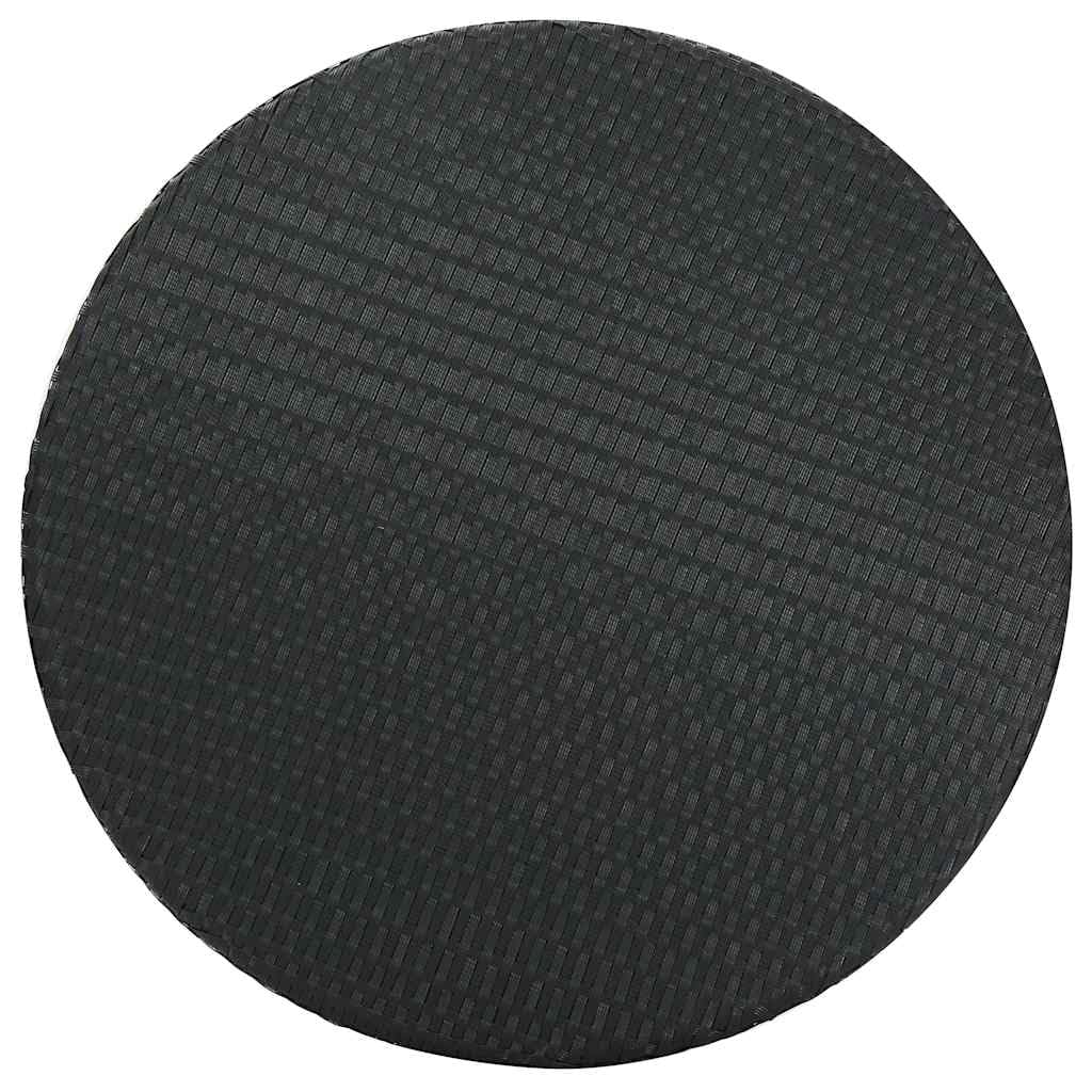 Set de Bar para jardín ratán sintético Negro con 5 Piezas, Mesa Redonda Acero Recubierto y 4 taburetes con Cojines, Ideal para terraza, Patio, reunión y Descanso al Aire Libre