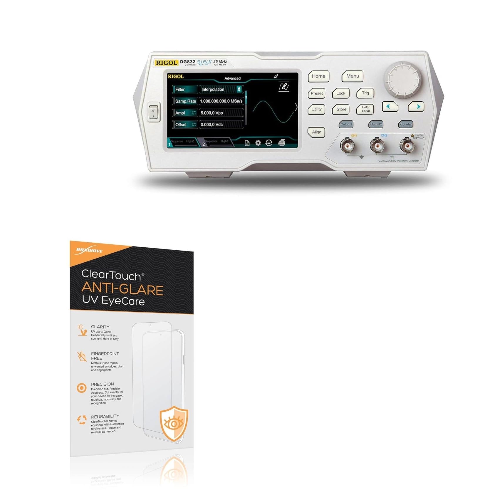 BoxWave Screen Protector Compatible With Rigol DG832 - ClearTouch Anti-Glare Anti-UV EyeCare (2-Pack), Filters out Harmful Blue Light Reduce Fatigue