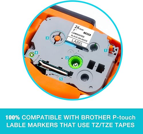 Miniatura 2 de BEYONDTEK TZ - Cinta adhesiva de 0.94 pulgadas, laminada, color blanco, compatible con cintas Brother P-Touch TZe-251 TZe251 TZ-251 TZ251 TZ251 para