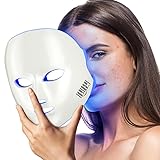 NEWKEY Led Face Mask Light Therapy, 7 Led Light Therapy Facial Skin Care Mask - Blue & Red Light for Acne Photon Mask - Korea PDT Technology for Acne Reduction