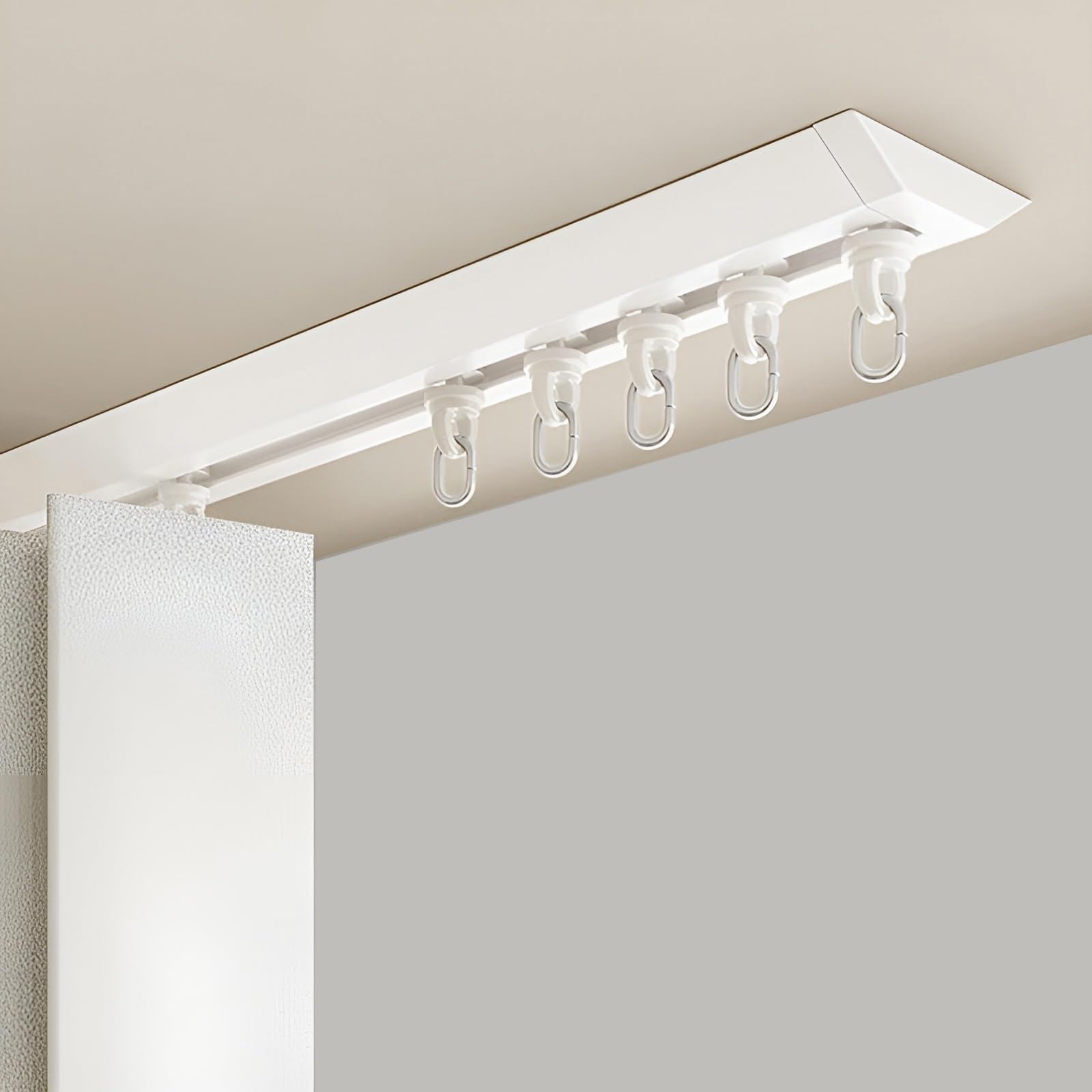 Support de tringle auto-adhésif sans perçage pour plafond et mur, facile à installer pour salon, chambre à coucher, cuisine et plus encore (blanc, 190 cm)