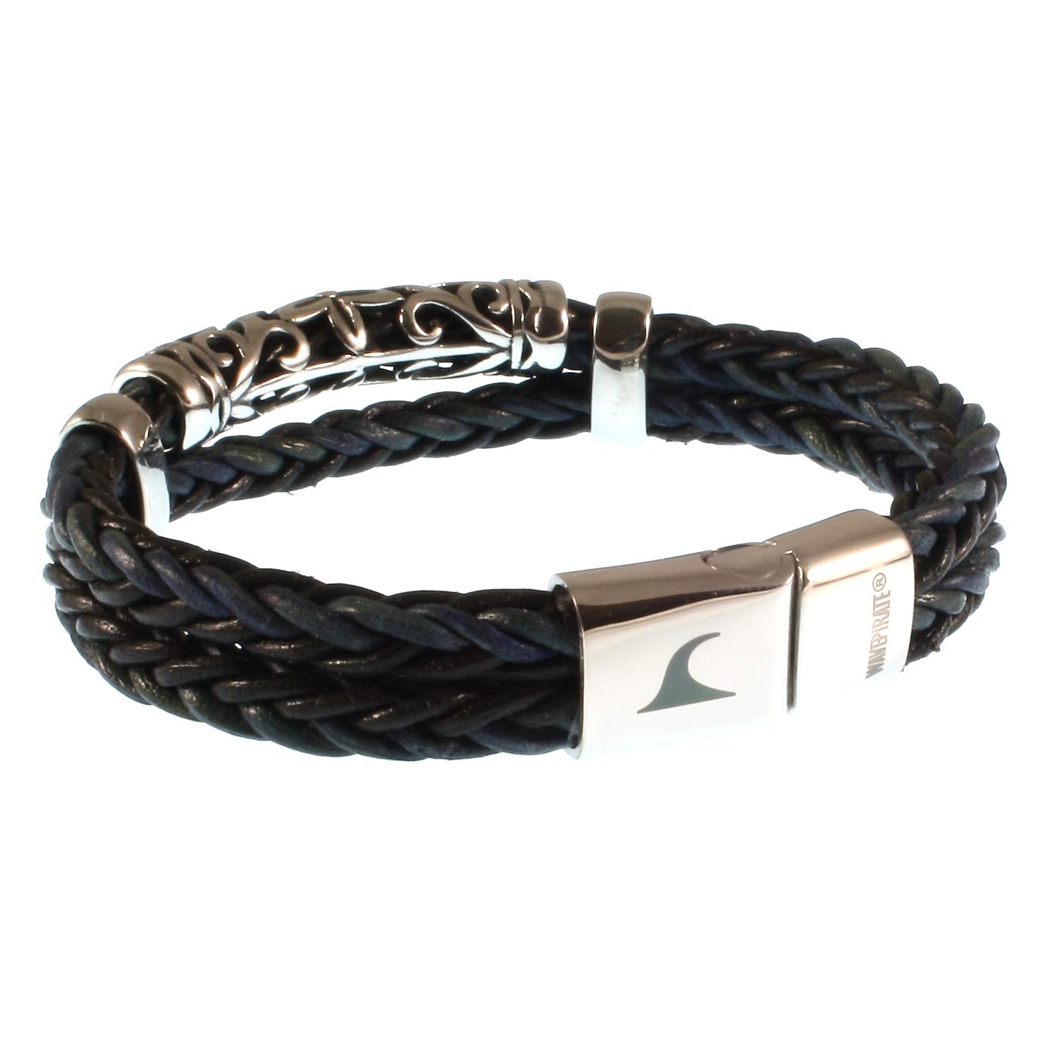 Echt Leder-Armband XO Z8 Blau/SW Männer Herren