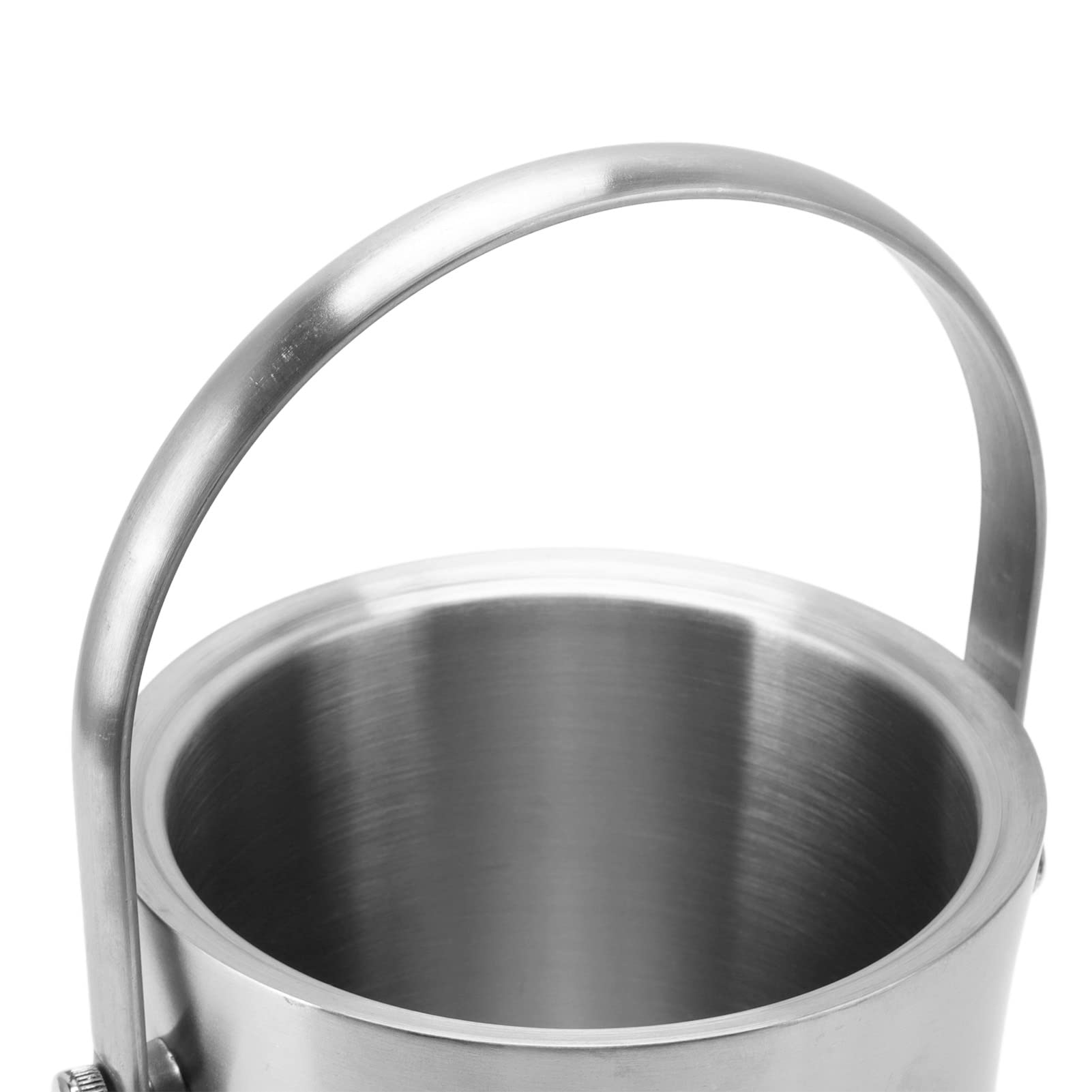 Cubo de hielo de acero inoxidable de doble pared de 1 L con tapa y pinza, cubo de hielo para bar ideal para vino, champán y otras bebidas, diseño en forma de cintura con asa,