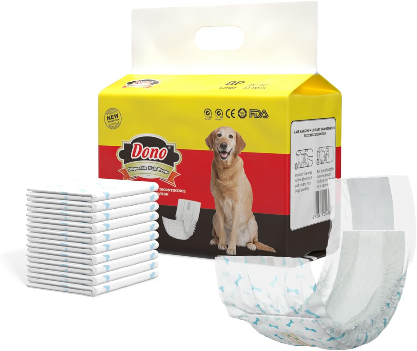 DONO Couches jetables pour chien pour chien, y compris indicateur d'humidité des couches super