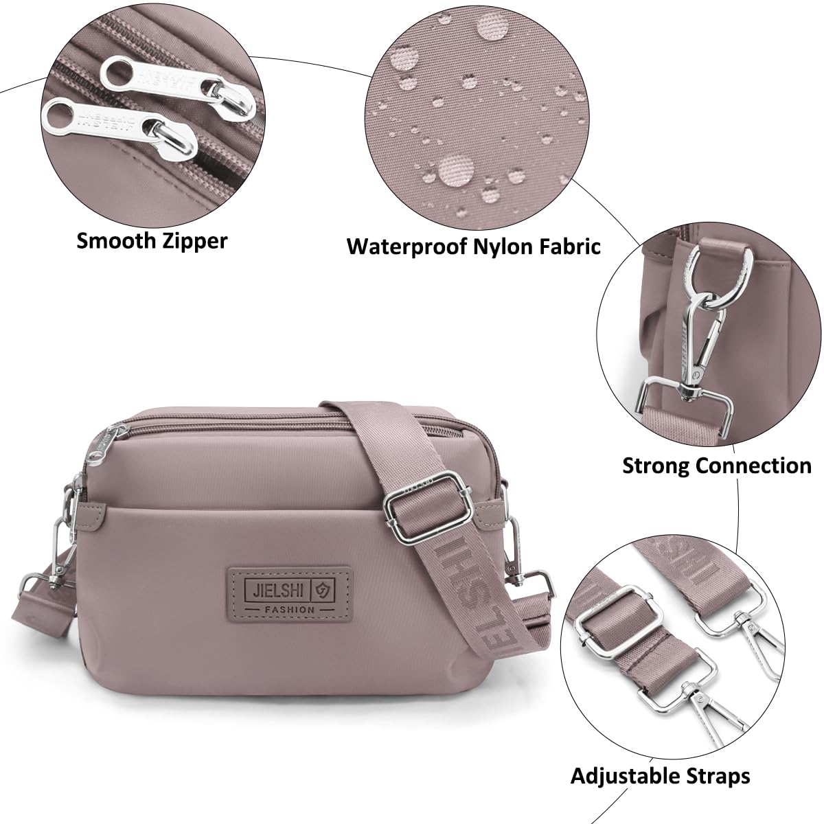 REETEE Sac Bandoulière Femme Impermeable Nylon Sacoche Femme Bandoulière Petit Sac a Main Femmes Bandoulieres avec Large Bandoulieres Amovible et Réglable