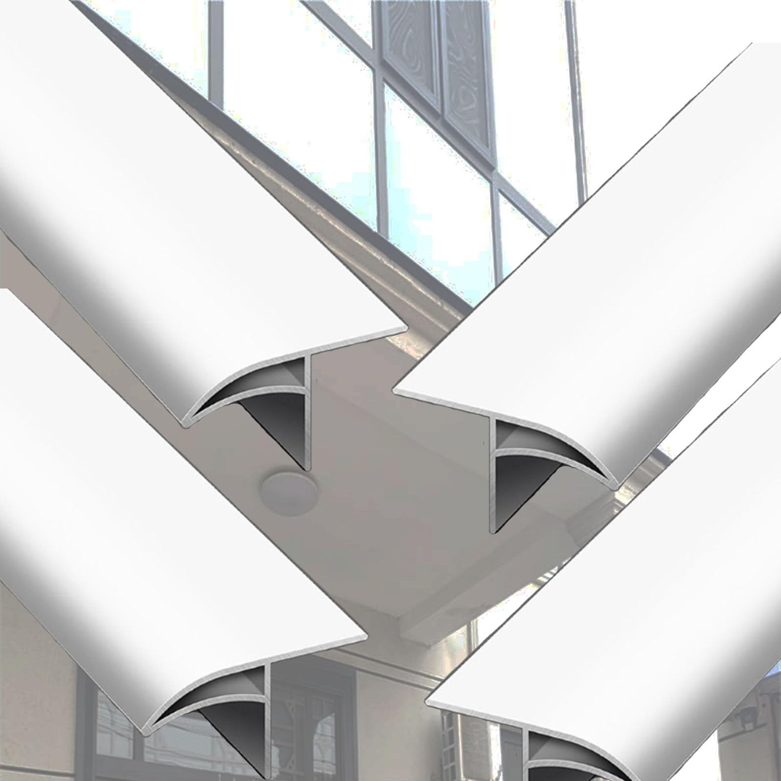 vierteaguas muro exterior Deflector de línea de goteo para aleros de patio de metal, color white, tiras desviadoras de pico de águila para protección bordes(4 PCS,W 50 MM L 50 CM)