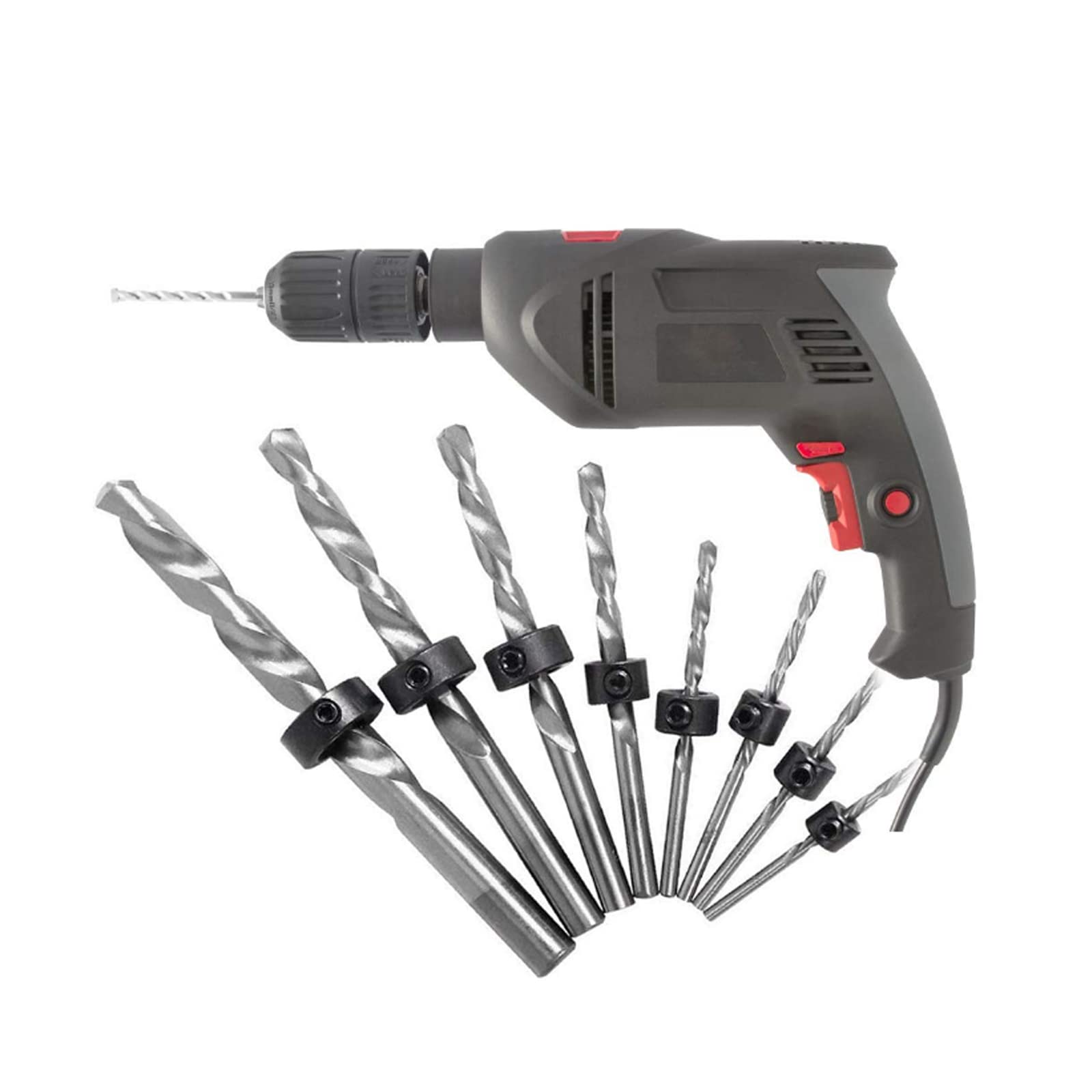 8 Pezzi Set di Anelli Limite per Punte da Trapano, Stop di Profondità Trapano, Posizionatore Dell'Anello di Spaziatura con Chiave Esagonale (3/4/5/6/8/10/12/16 MM)