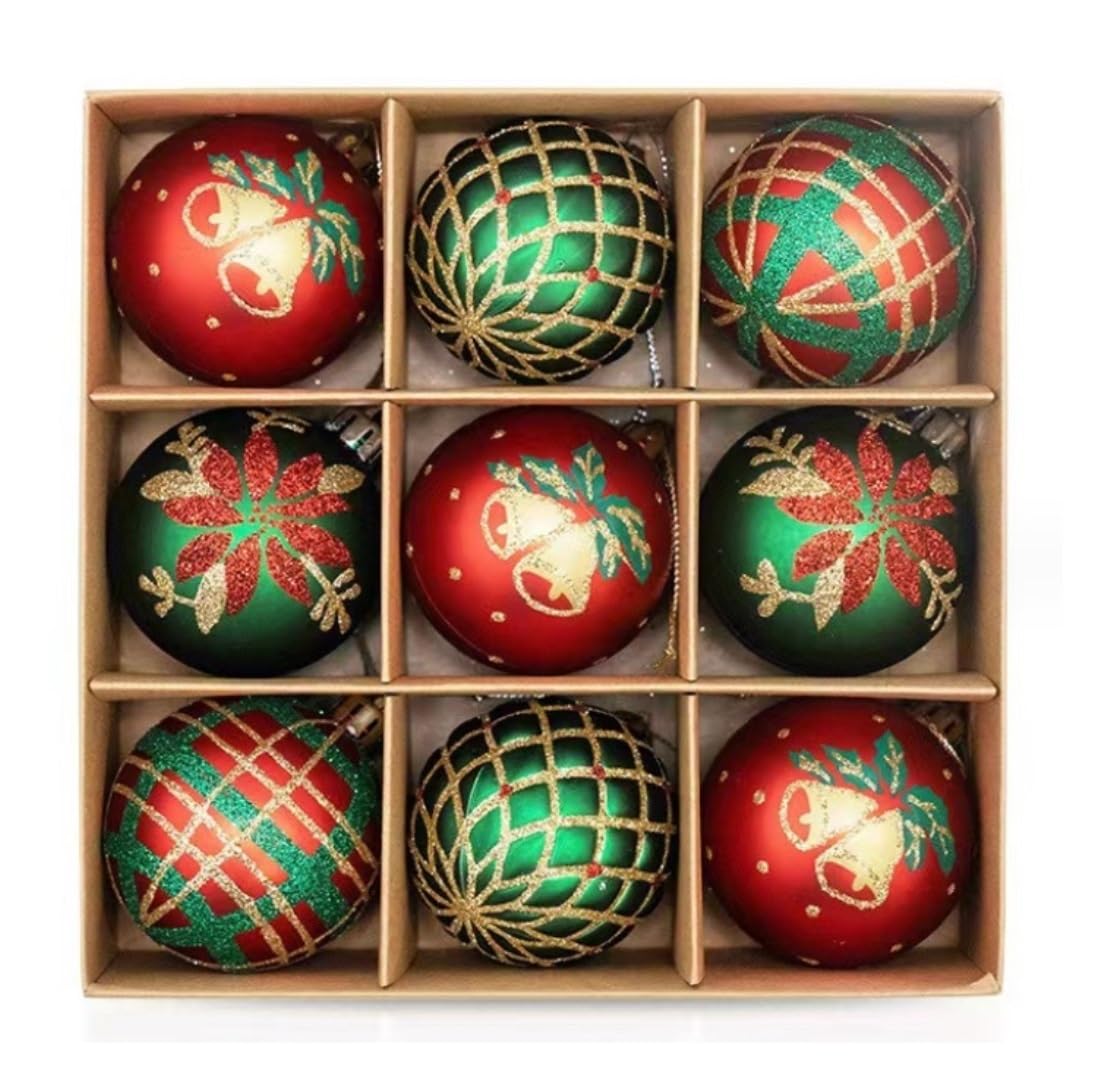 Palline di Natale, Set di 9 palline Natale, decorazioni infrangibili per l'albero, ornamenti per per albero, per feste matrimonio Palline di Natale Riutilizzabili(C)
