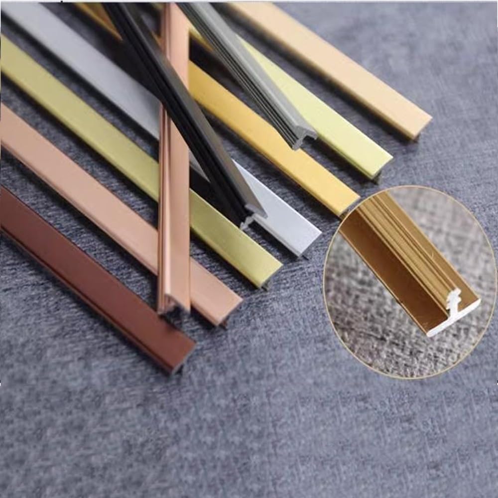 Bande de transition de sol en aluminium en forme de T, bande de séparation plate de 39,4 pouces for joindre les espaces de sol, planches de sol stratifié 3 pièces(Gold)