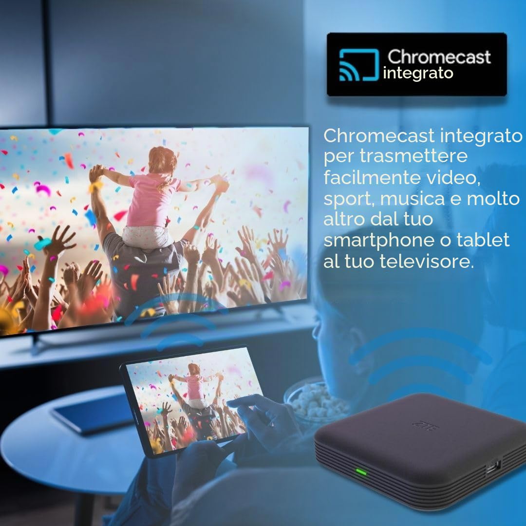 Custodia Android TV ZTE 4K Android TV 10 | WiFi | Bluetooth 5.0 | Controllo vocale Google Assistance | Compatibile con Chromecast | Compatibile con YouTube, Netflix, Prime Video