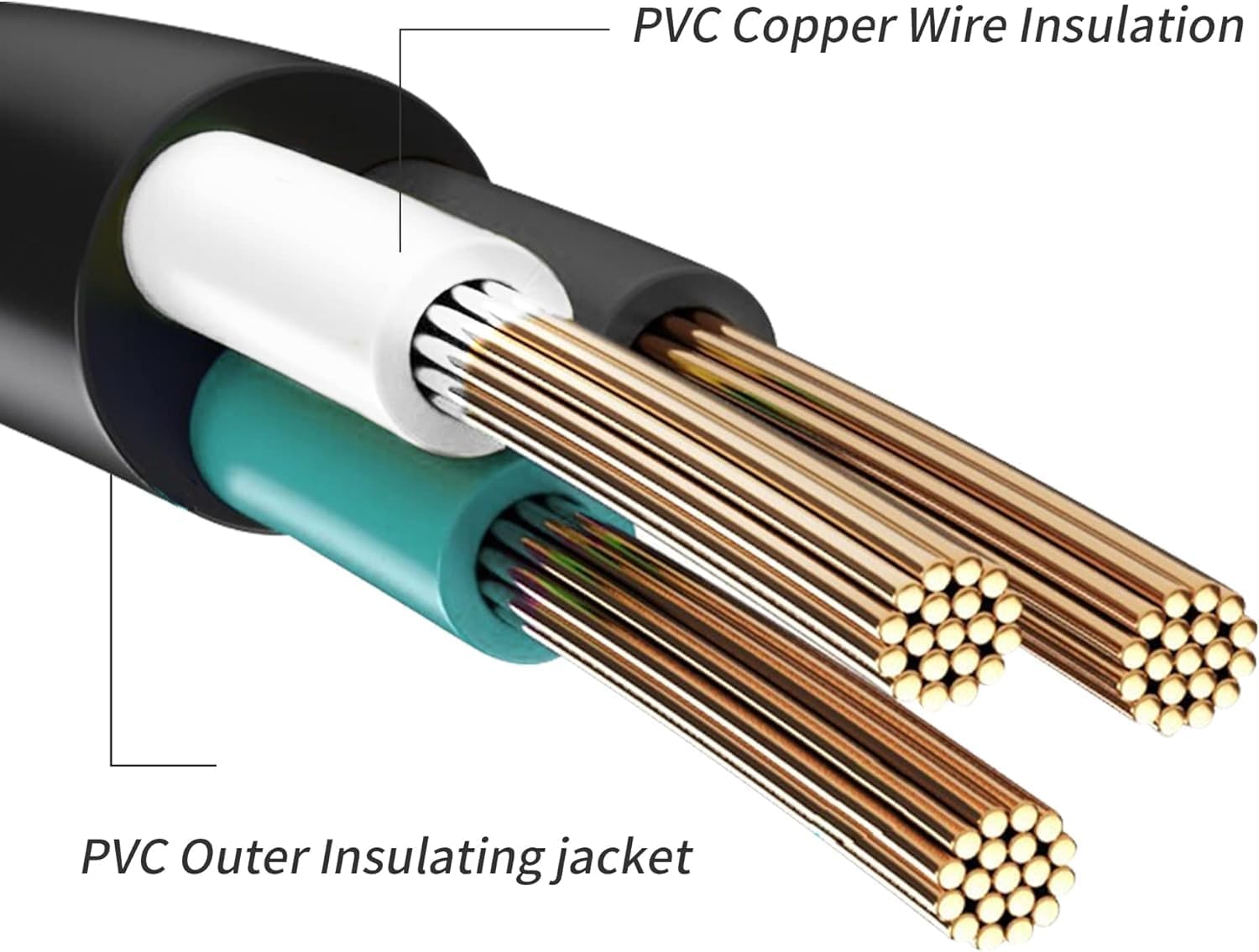 Cable de extensión de 8 pies, enchufe plano de 3 clavijas, cable de extensión corto de calibre 16, color café para electrodomésticos, certificado UL