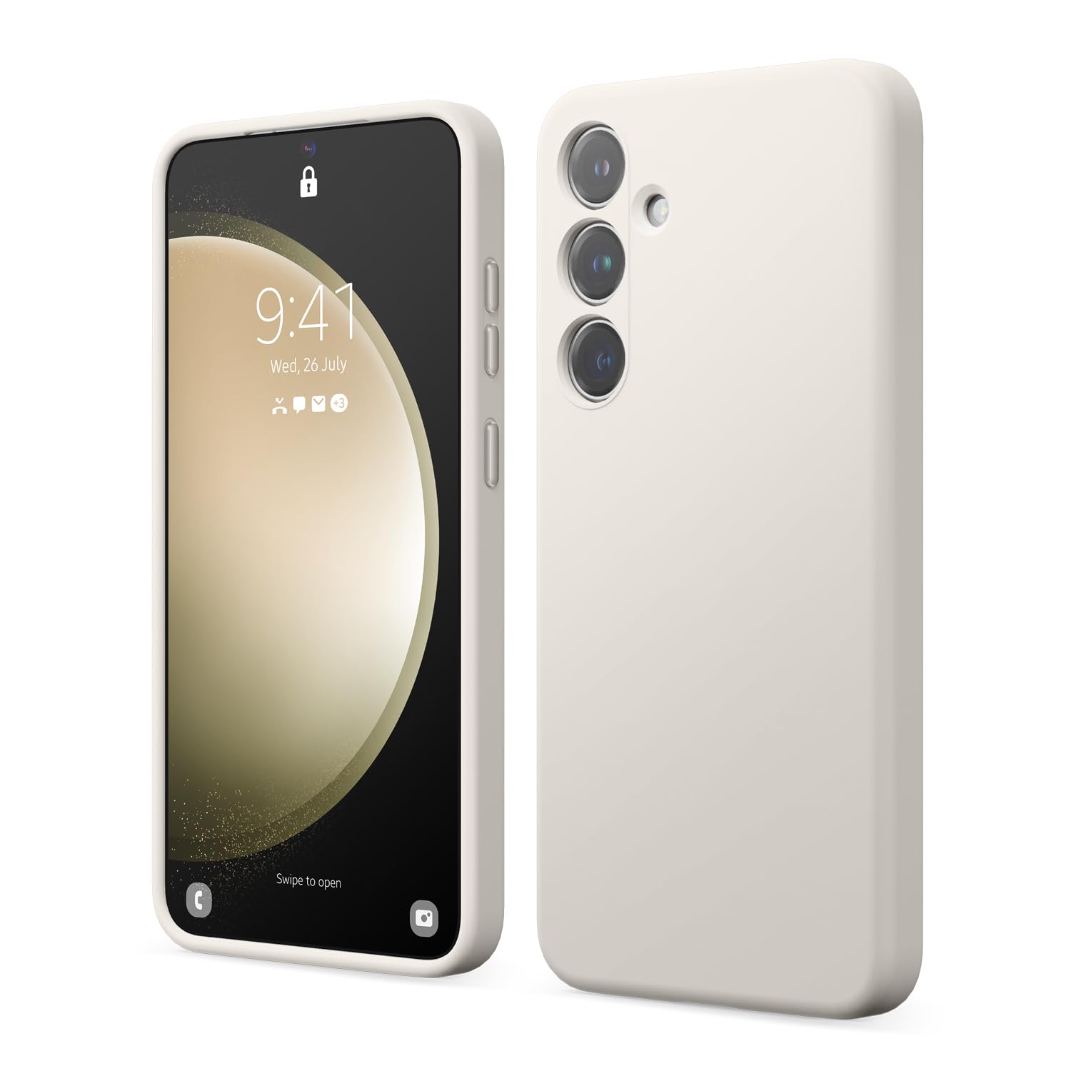 elago Liquid Silicone for Samsung Galaxy S24 Plus case cover Full Body Screen Camera Protective, Shockproof, Slim, Anti-Scratch Soft Microfiber Lining - Stone