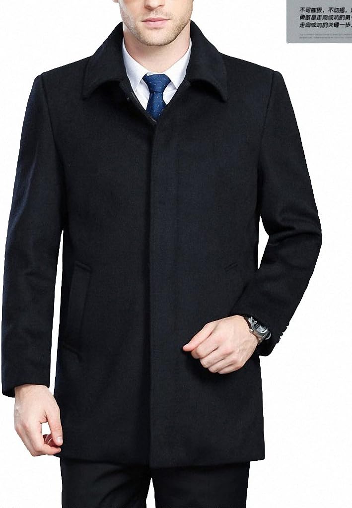 Men's Classical Bussiness Style Single Breasted Plaid Wool Coat #00220237