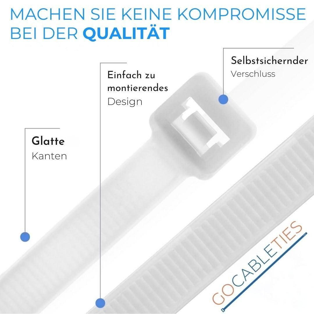 Gocableties Kabelbinder Schwarz 13000 Stück 200 x 4,8 mm UV-beständig
