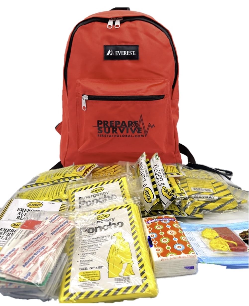 PrepareSurvive City Earthquake Kit is Designed as a City Home or Apartment gobag. 72 Hour Emergency Kit, 2-Person, 3-Day Backpack. Includes Food,