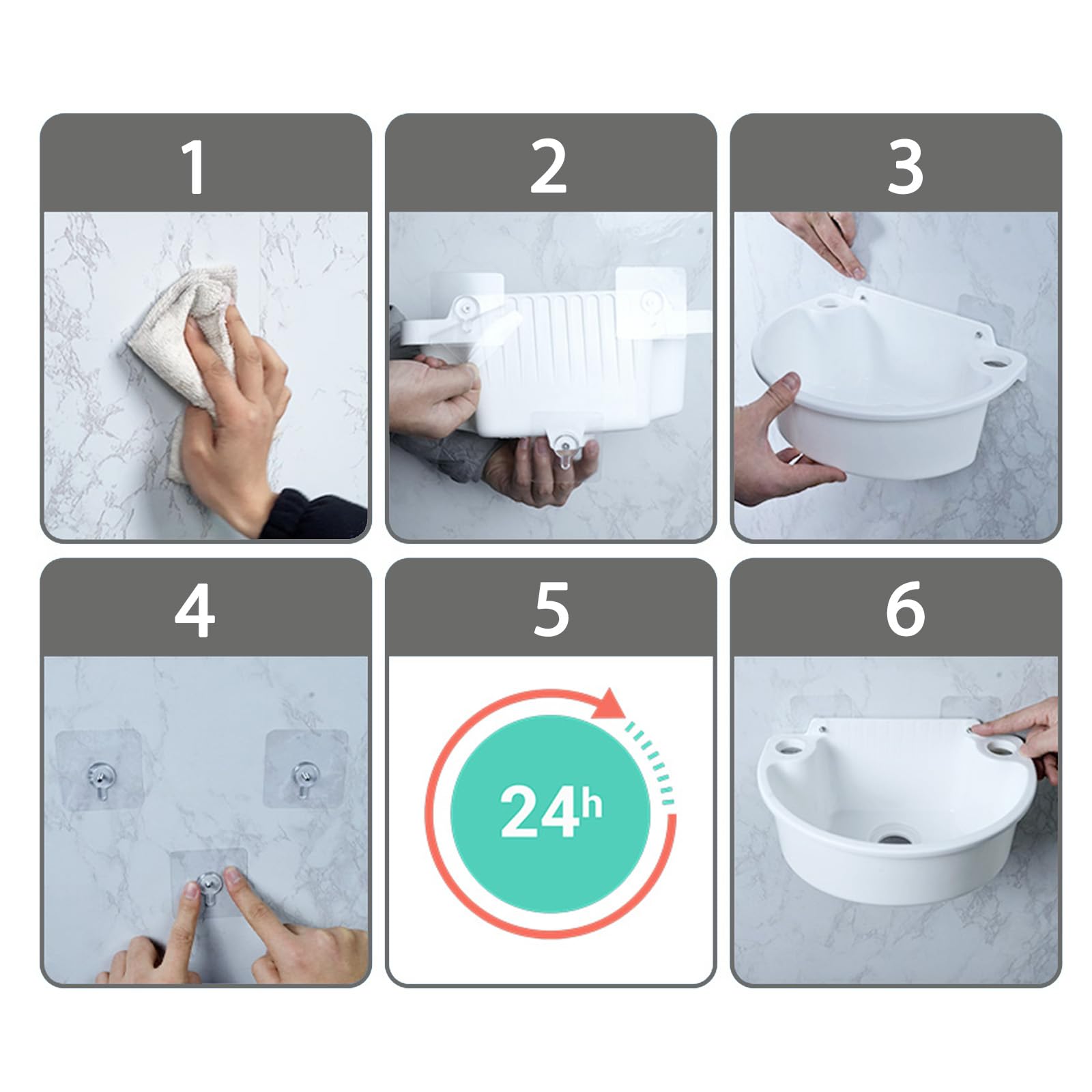 Lavabo Salle de Bain,plastiques Lavabo Suspendu,Lave Main,Blanc,aucun perçage n'est nécessaire,29.5x21x10.5cm(WxDxH),Idéal pour Maison Restaurant et Hôtel (C)