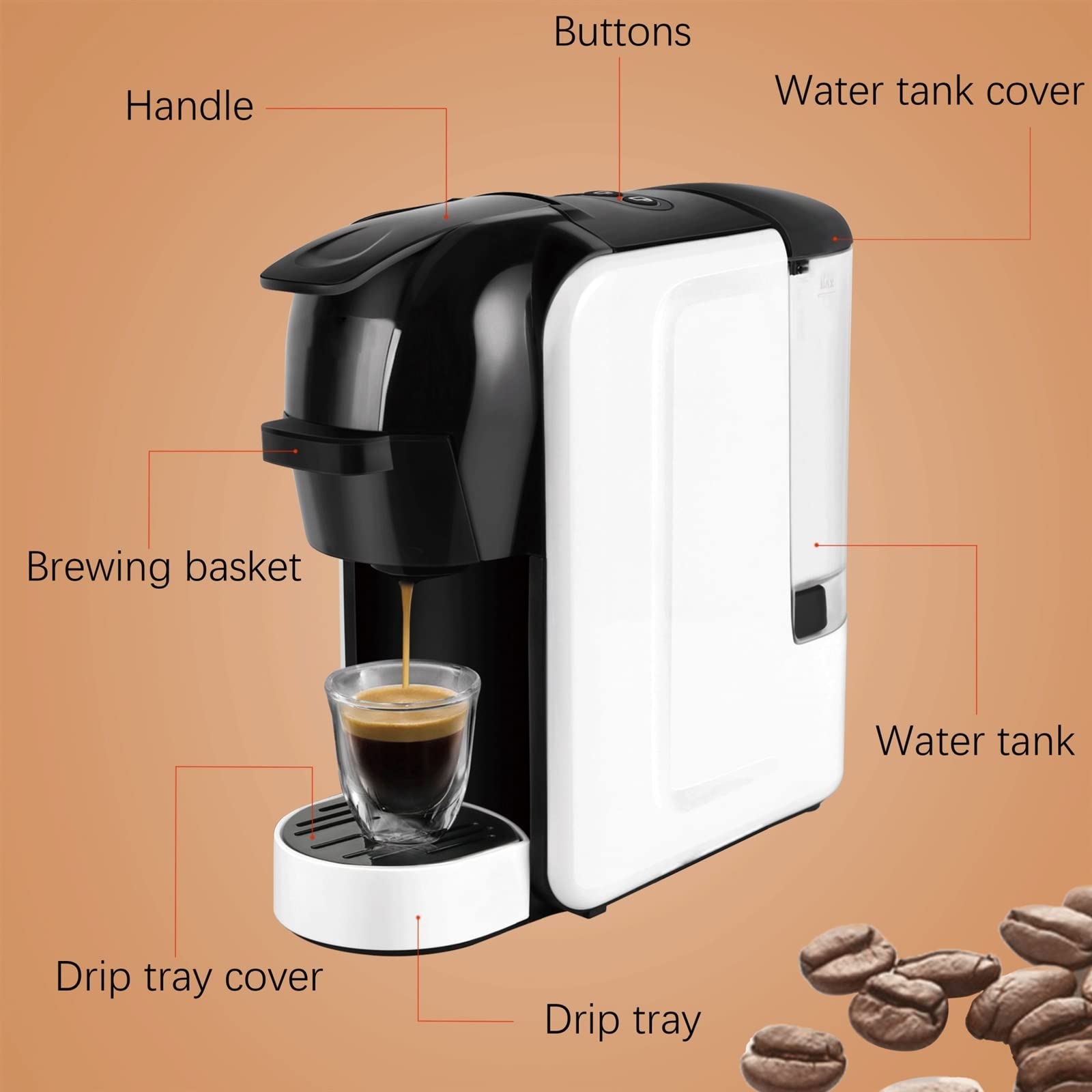 DieffematicKF Cafetera Cafetera Cápsula Cafetera Múltiple Cápsula