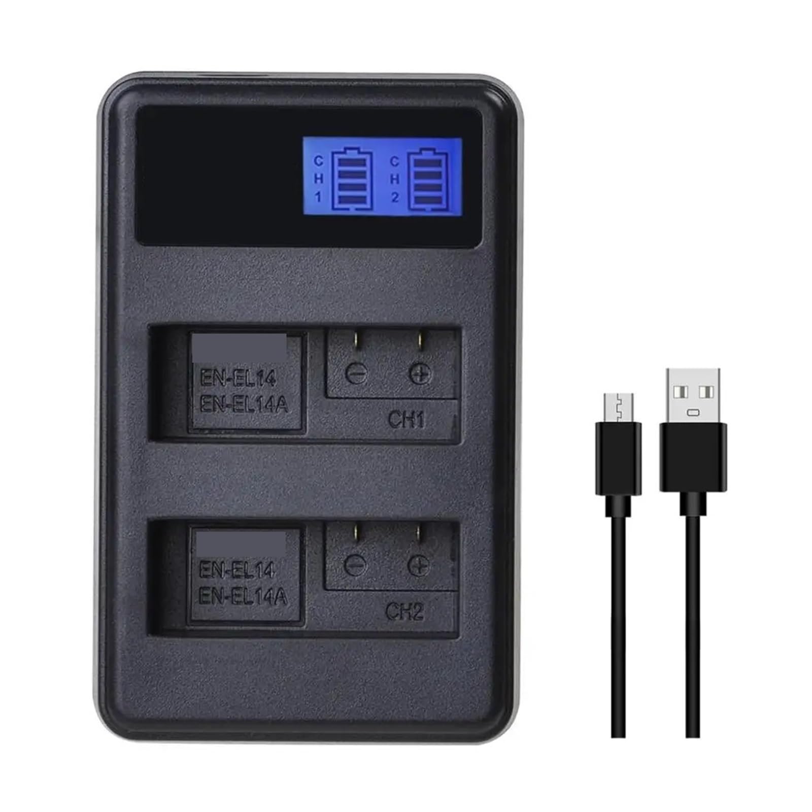 Double Chargeur USB LCD 1530mAh EN-EL14 EN-EL14a, D3100 D3200 D3300 D3400 D3500 D5600 D5100 D5200 P7000(Only One Charger)