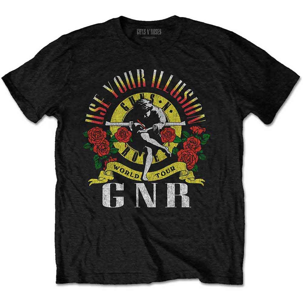 Guns N Roses T Shirt Use Your Illusion World Tour Official Mens Black Small