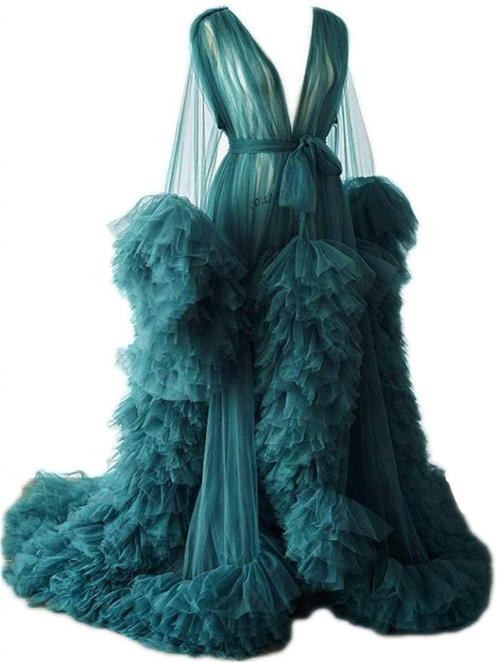 Dressing Gown for Maternity Photoshoot Perspective Sheer Long Robe Puffy Tulle Robe Sheer — view 18
