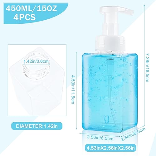 Miniatura 2 de Dispensador de jabón espumoso de 15 oz15.2 fl oz, dispensador de jabón de espuma vacía transparente, dispensador de jabón de manos cuadrado