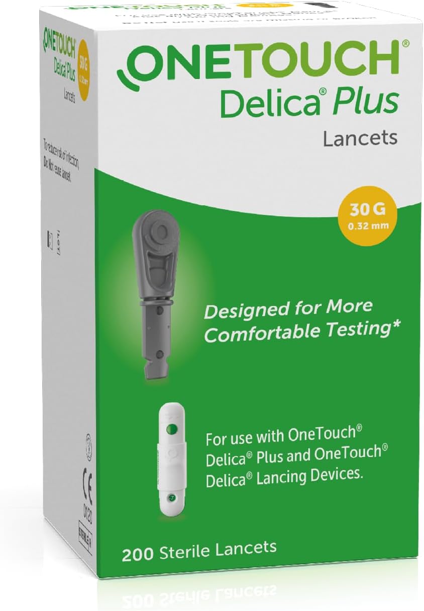 Delica® Plus Sterile Lancets for Self-Monitoring of Blood Glucose I Blood Glucose Testing at Home or on the Go I 1 Pack with 200 Sterile Lancets