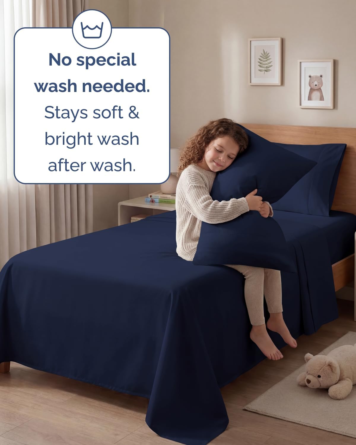 Twin 4 Piece Sheet Set - Comfy, Breathable & Cooling - Hotel Luxury Bedding for Women, Men, Kids, Teens & Children - 1 Flat & 1 Fitted Sheet & 2 Pillowcases w/ Deep Pockets - Wrinkle Free - Navy Blue