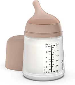 Suavinex, Biberon Anti Colique Zero Zero, avec Tétine Spécial Allaitement (A), pour Bébés +0 Mois, Biberon Nouveau-né, Idéal pour l'Allaitement Mixte, Tétine Imitant le Sein, 180 ml, Medium