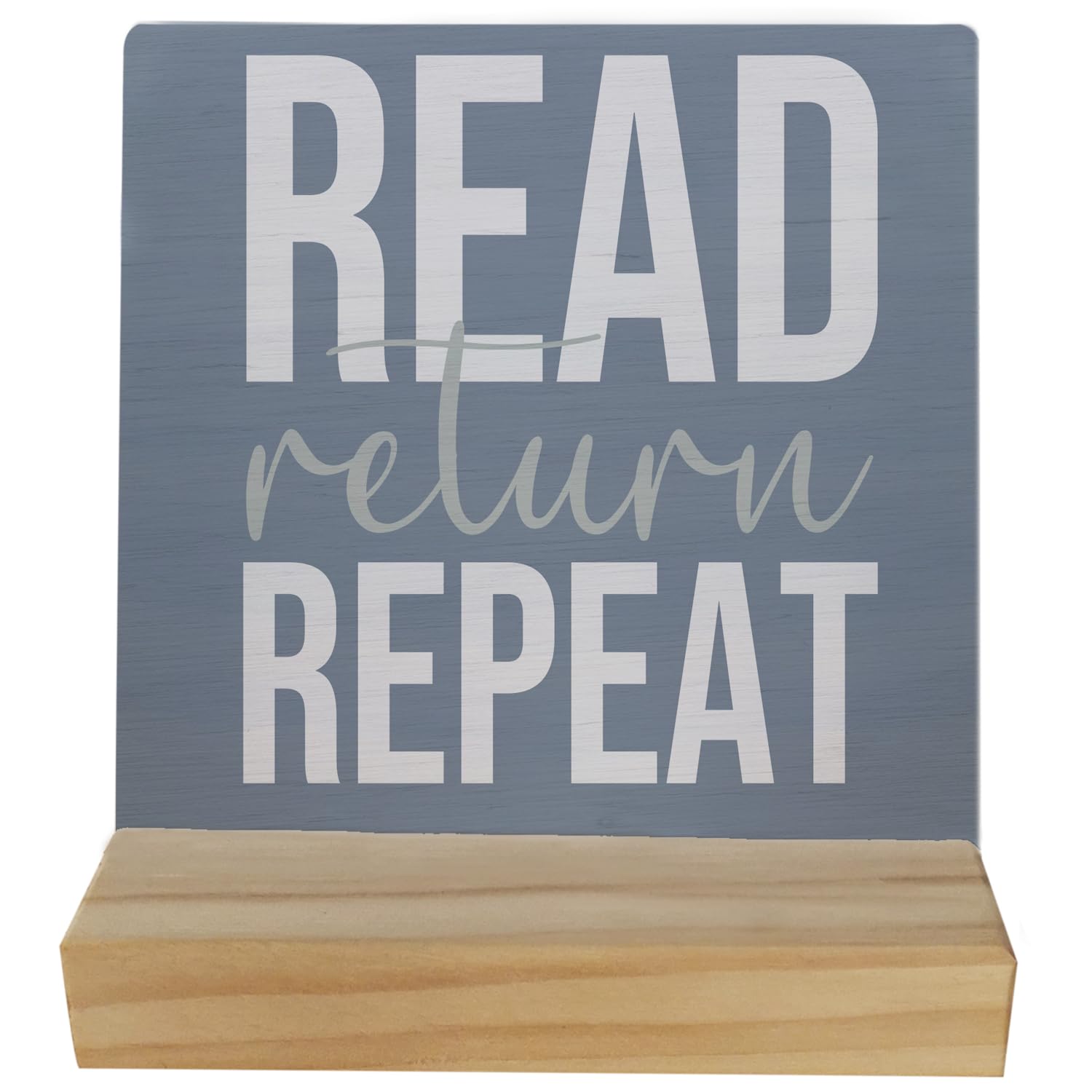 Ayxvt Read Return Repeat Table Wood Plaque Sign,Book Character Librarian Life Wooden Stand Wood Sign, Desk Decor For School Library Home Office Table Shelf,Book Lovers Students Reading Gifts