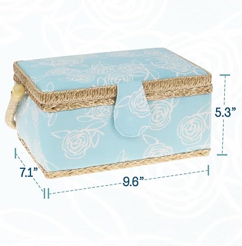 Vista 23 de Sewing Basket Organizer with Complete Sewing Supplies, Wooden Sewing Storage Organizer with Removable Tray Sewing Essentials and Tomato Pincushion