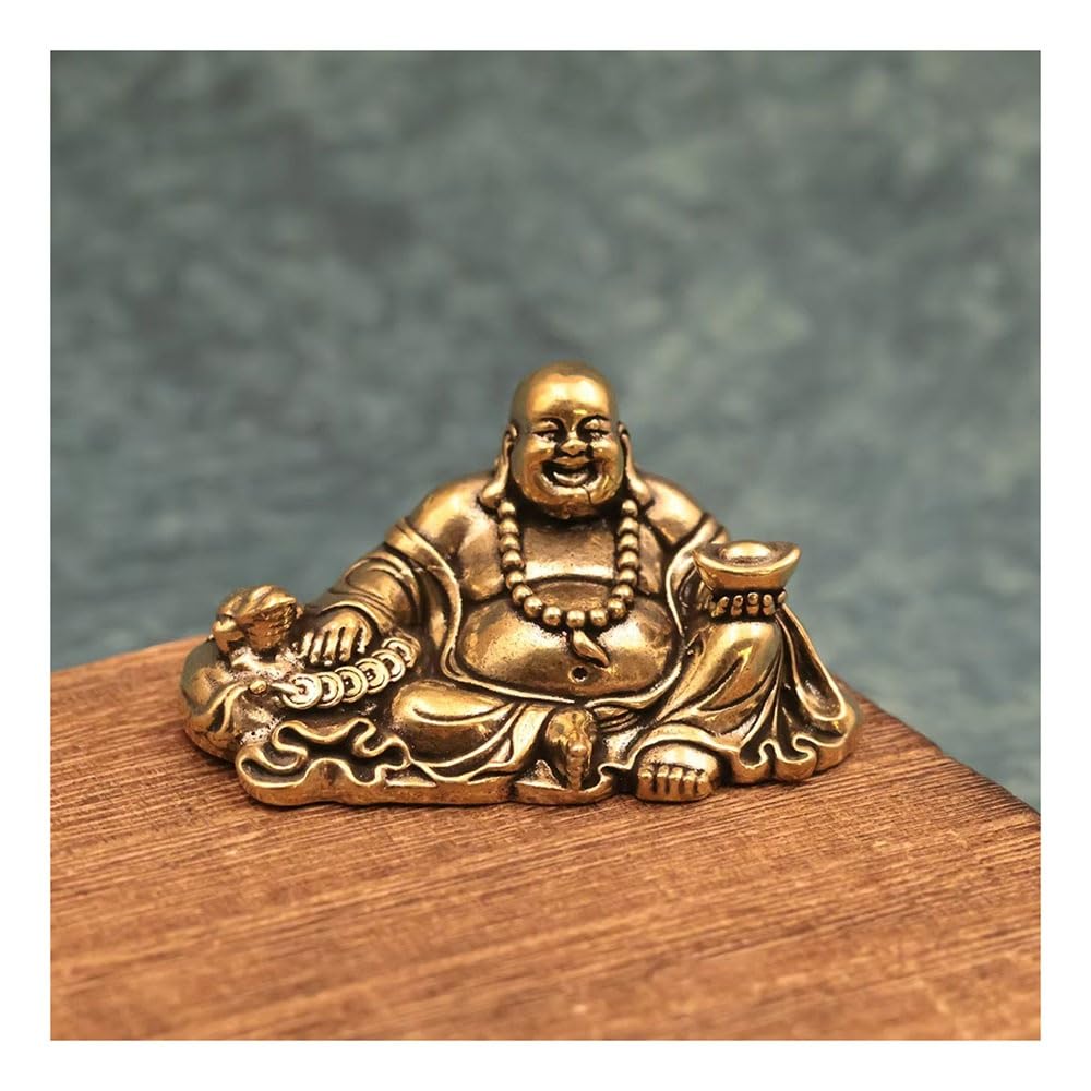 DYETEE 1.57X0.75inch Home Decor Figure, Maitreya Buddha Small Statue Feng Shui Ornament