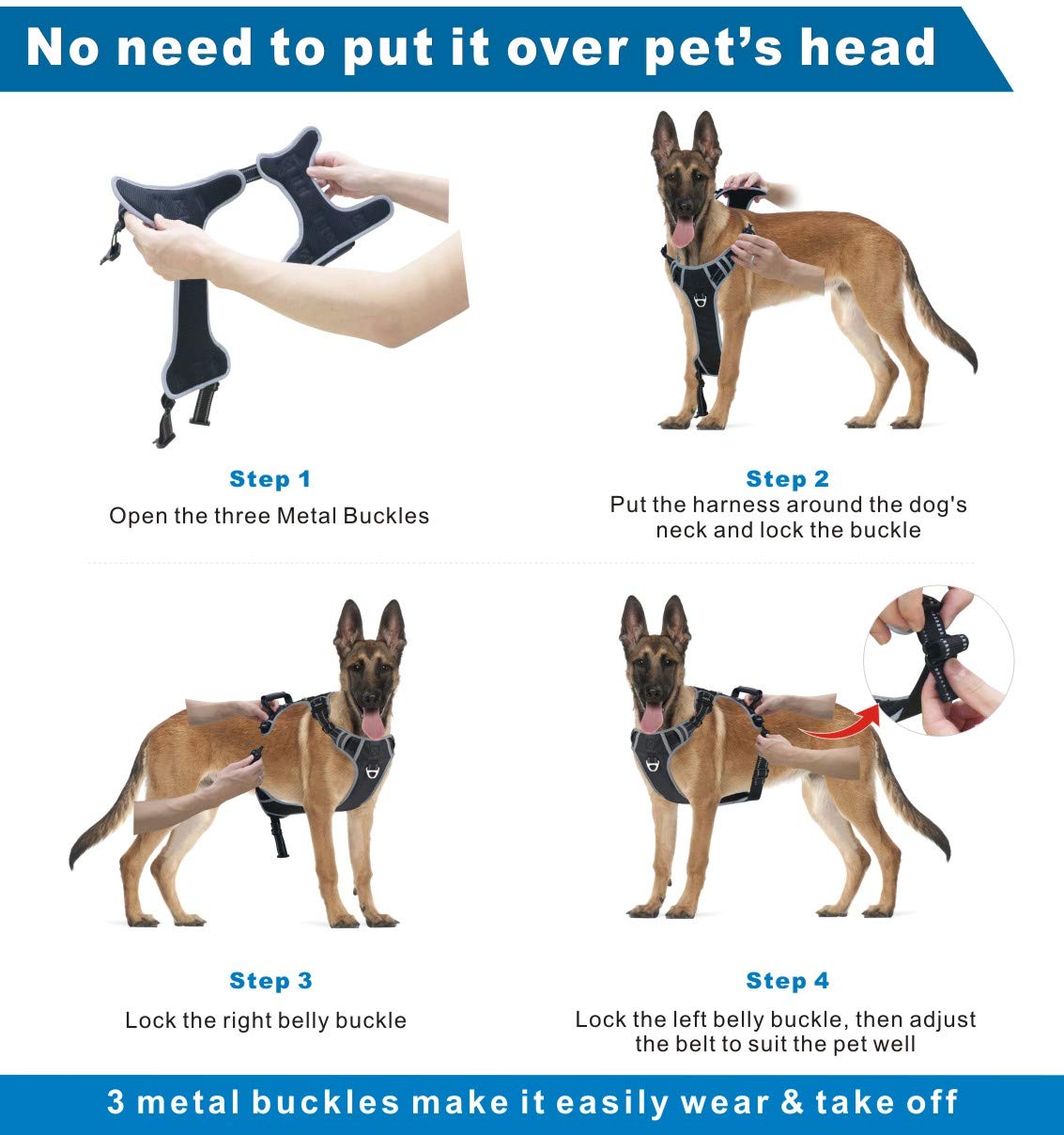 Pangdi Hundegeschirr Für Mittelgroße Hunde – No-Pull, Gepolstert, Reflektierend & Verstellbar, Mit Griff Für Bessere Kontrolle