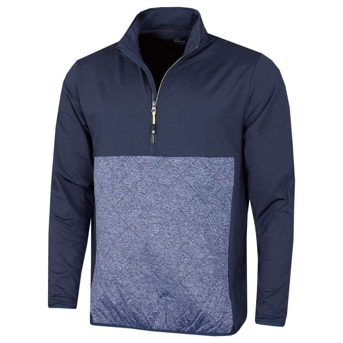 Island Green Men's 1/4 Zip Top Layer with Heat Welded Padded Yoke Sweater, Navy/Marine Marl, X-Large