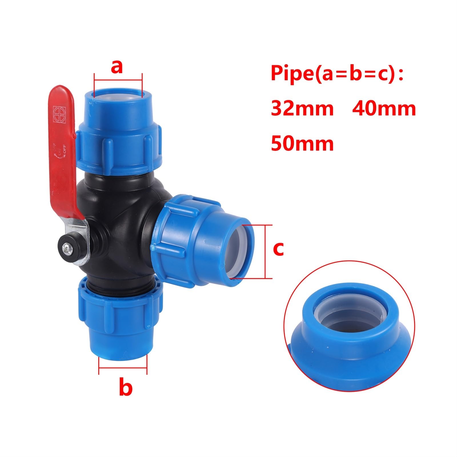 Desviador rápido de válvula de bola de plástico para jardín, hogar, PVC, polietileno, 40 mm, accesorios de tubería de agua para riego de césped, duradero y fácil de instalar