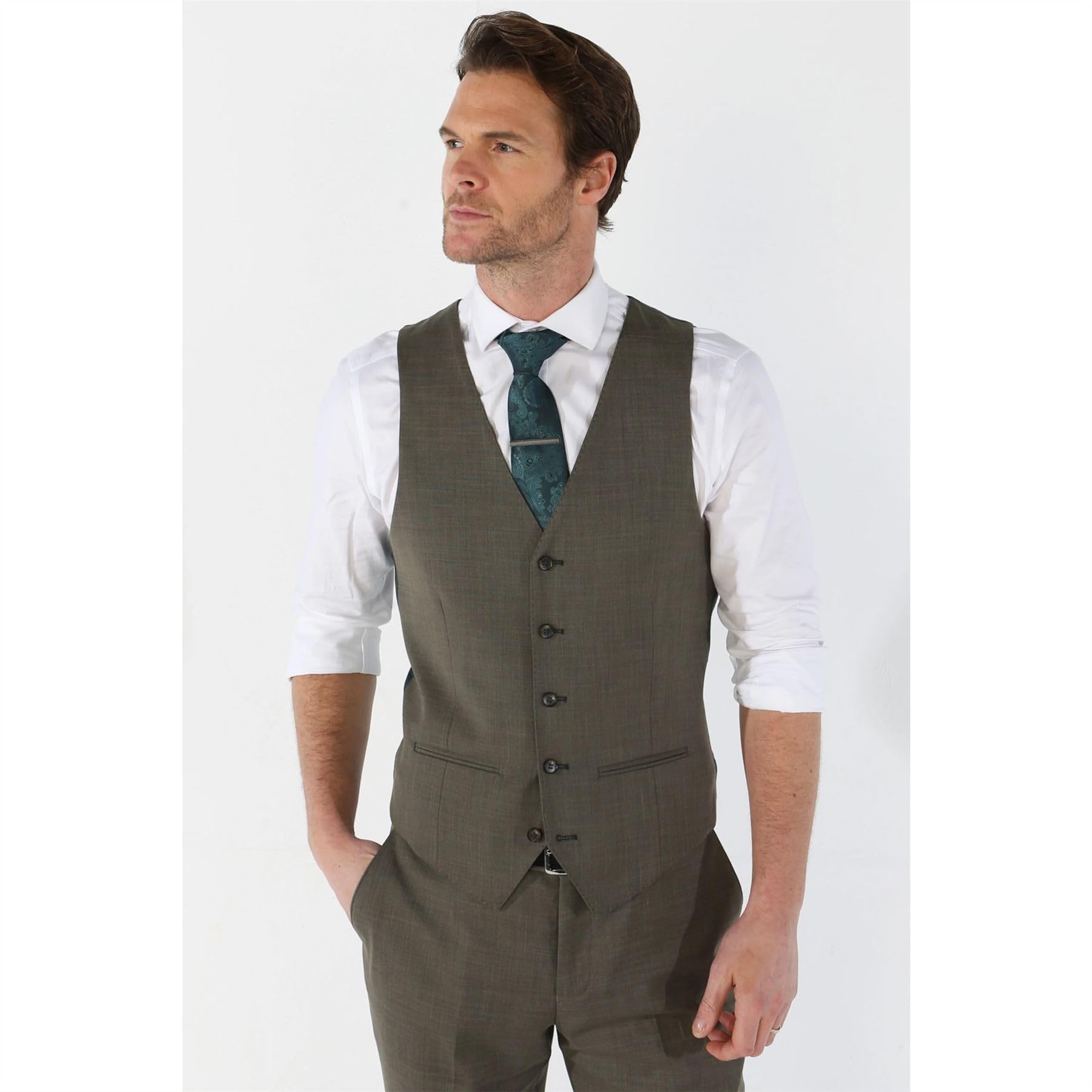 TruClothing.com Gilet da uomo verde salvia sartoriale estivo da matrimonio