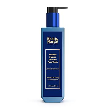 Blue Nectar Gold Swaran Bhasam Face Wash for Glowing Skin | Ayurvedic Gentle Cleanser for Oily & Dry Skin | Gold face wash for woman & Men 10 Herbs, 6.76 fl oz
