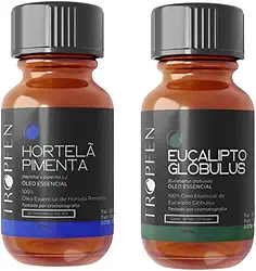 Kit Óleo Essencial Respiração Gripe - Hortelã Pimenta + Eucalipto Glóbulos 100% Puro 10mL Cada