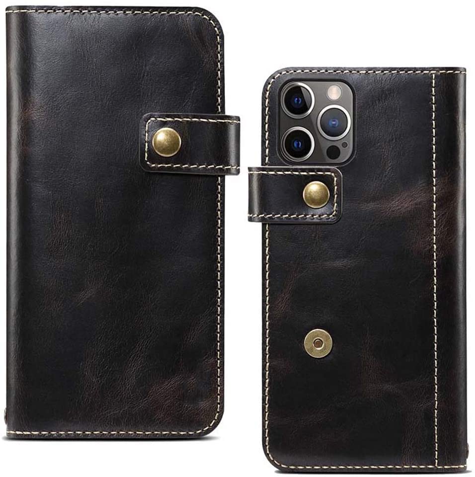 Housse iPhone 12 Pro portefeuille magnétique anti-choc et porte-carte