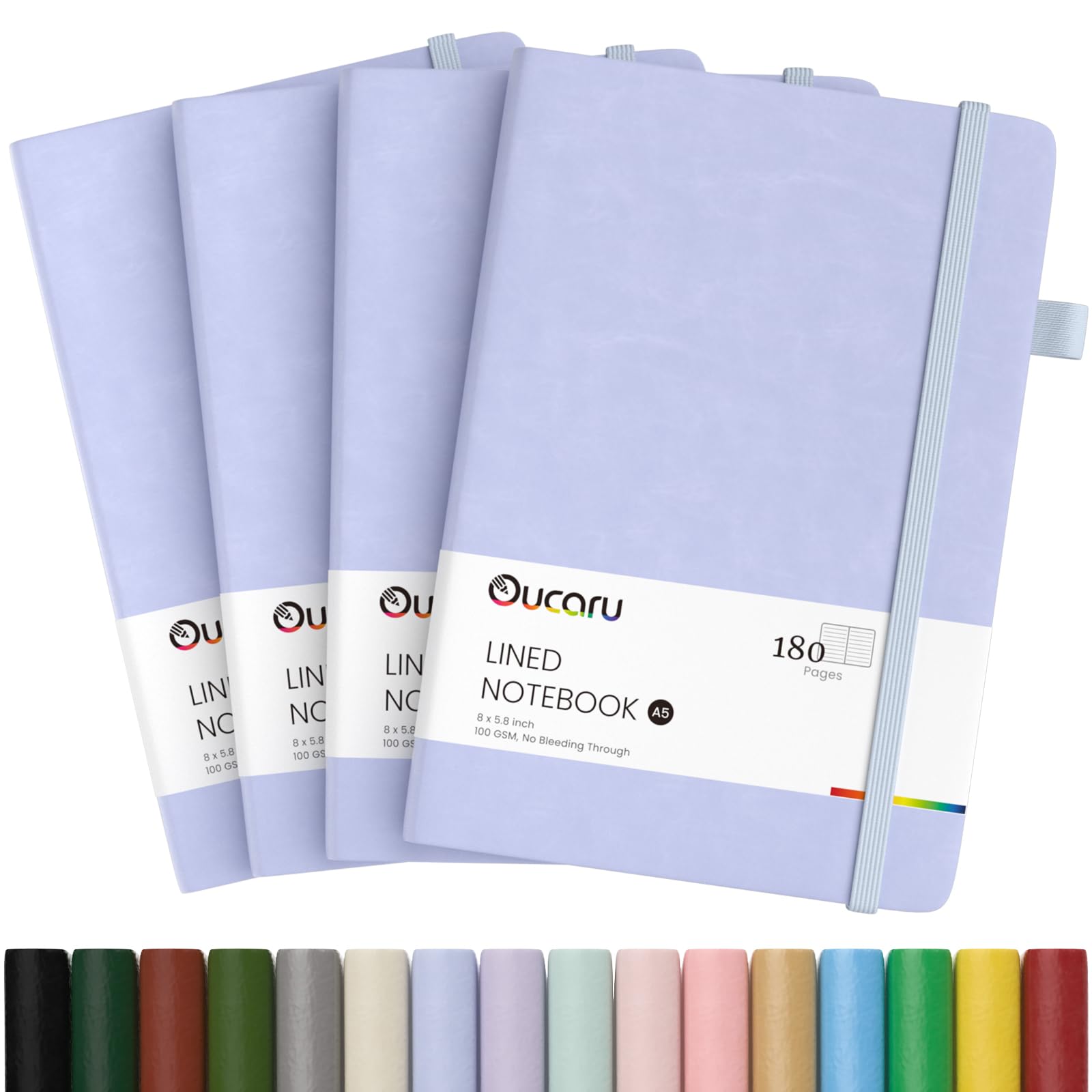 Carnet de notes ligné A5 Oucaru anti-bavure pour l'écriture propre