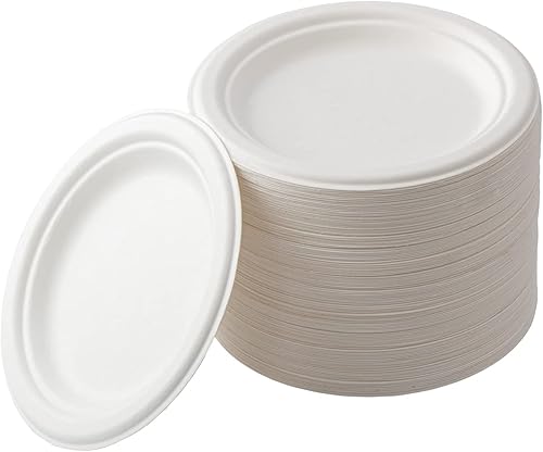 LDSTENT Small Compostable Plates 7 Inch 125 Pack Platos Para Fiestas Elegantes Desechables Paper Disposable Biodegradable Made of Sugarcane Plate