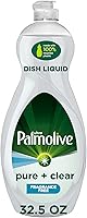 Palmolive Ultra Pure + Clear Fragrance-Free Dish Soap, 32.5 oz - Hypoallergenic, Biodegradable, Grease-Fighting Eco Formula
