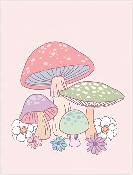 Artivo Danish Pastel Mushroom Poster, Pastel Cottagecore Wall Art, Aesthetic Posters, Trendy Wall Decor for Bedroom Aesthetic, Cool Wall Decor, Girls Cute Room Decor 12x16 inches