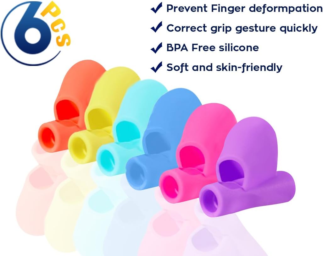 Pencil Grips Holder for Handwriting, Posture Correction, Ergonomic Writing Aid, 6 PCS Assorted | Suits Right & Left Handed Adults & Kids| Hand Arthritis Pain Relief, Fatigue, Carpal Tunnel Syndrome