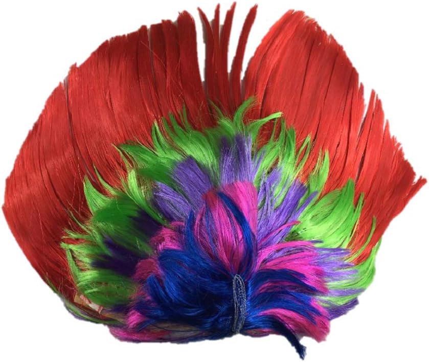 Rooster Wig Punk Rocker Unisex Mohican Mohawk Wigs (Rainbow red 2)