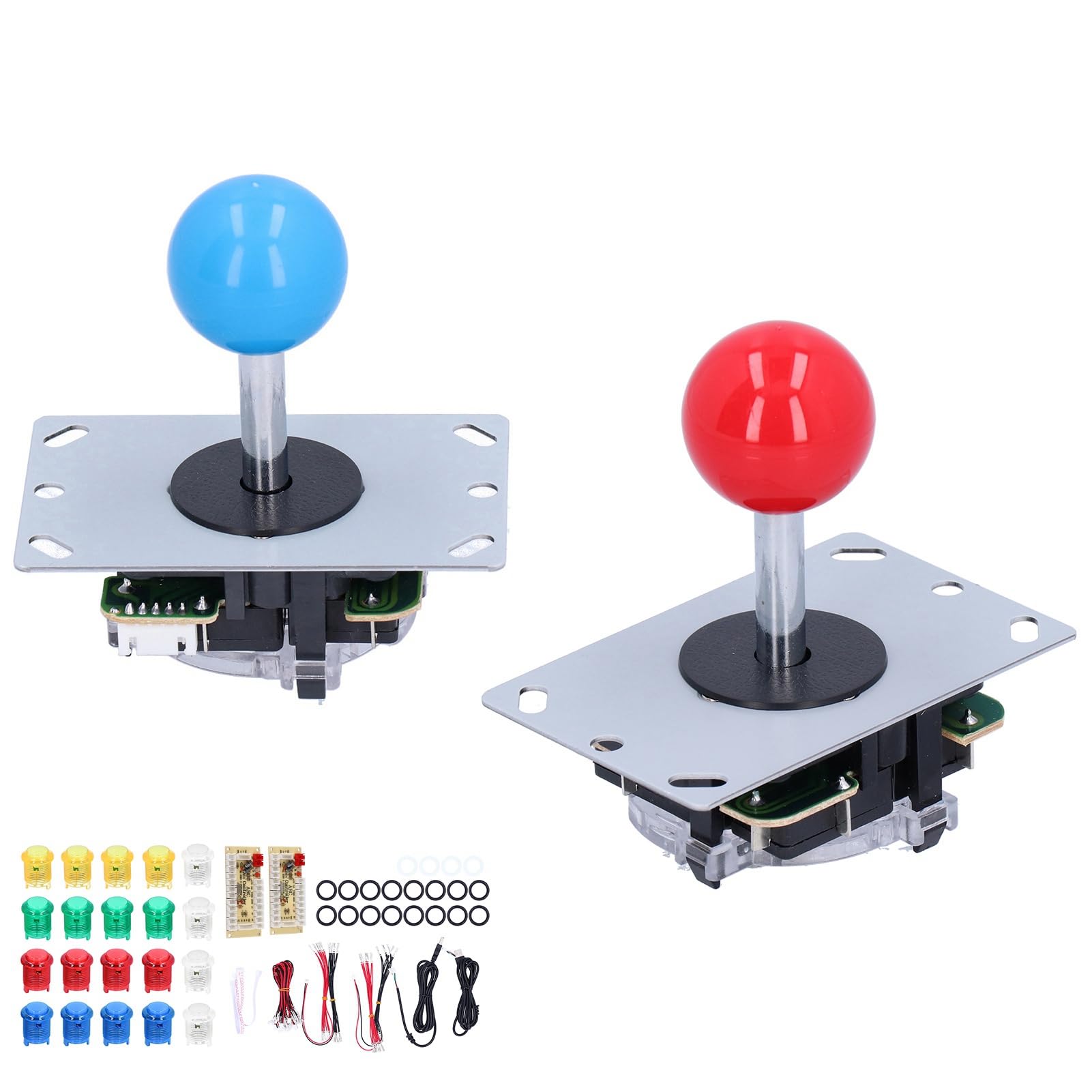 aqxreight Kit de DIY Codificador USB Retardo 5 Pines Joystick de 8 Vías Botones LED para Juegos PC Consola Multijugador 1M Clics
