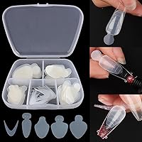 Vista 1 de Calcomanías dobles de forma francesa, 60 piezas de almohadillas de silicona reutilizables de doble forma, puntas de manicura francesa, molde