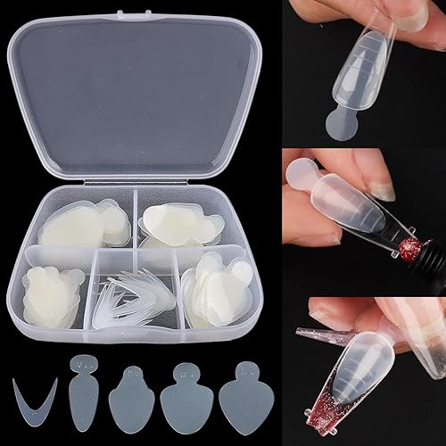 Calcomanías dobles de forma francesa, 60 piezas de almohadillas de silicona reutilizables de doble forma, puntas de manicura francesa, molde